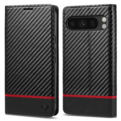 LC.IMEEKE Handy Tasche für Google Pixel 10 PRO XL Carbon Wallet Stripe Hülle