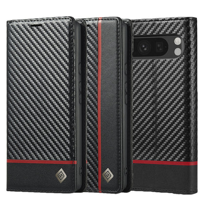 LC.IMEEKE Handy Tasche für Google Pixel 10 PRO XL Carbon Wallet Stripe Hülle