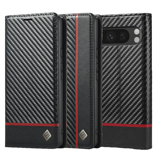 LC.IMEEKE Handy Tasche für Google Pixel 10 PRO XL Carbon Wallet Stripe Hülle