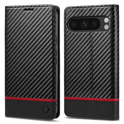 LC.IMEEKE Handy Tasche für Google Pixel 10 | 10 PRO Carbon Wallet Stripe Hülle