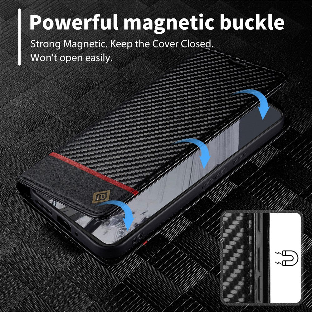 LC.IMEEKE Handy Tasche für Google Pixel 10 | 10 PRO Carbon Wallet Stripe Hülle