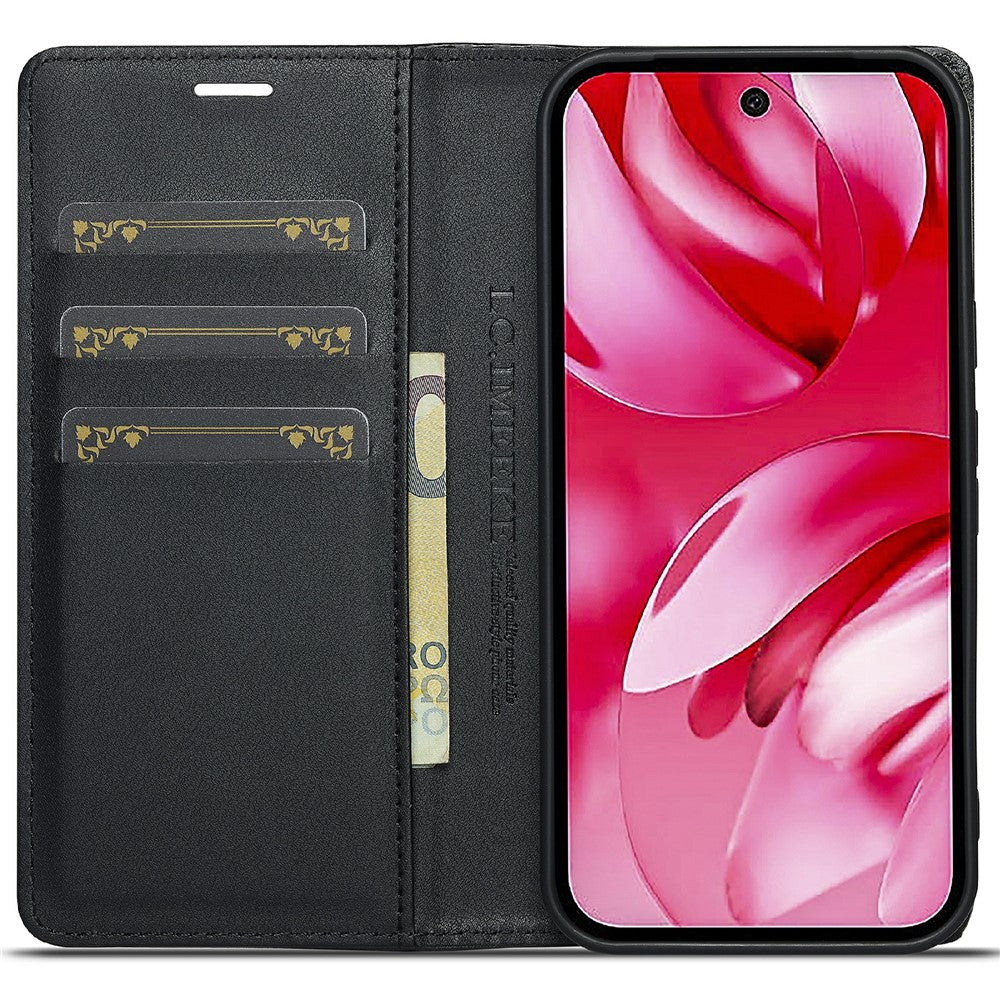 LC.IMEEKE Handy Tasche für Google Pixel 9a Carbon Wallet Stripe Hülle Etui Case