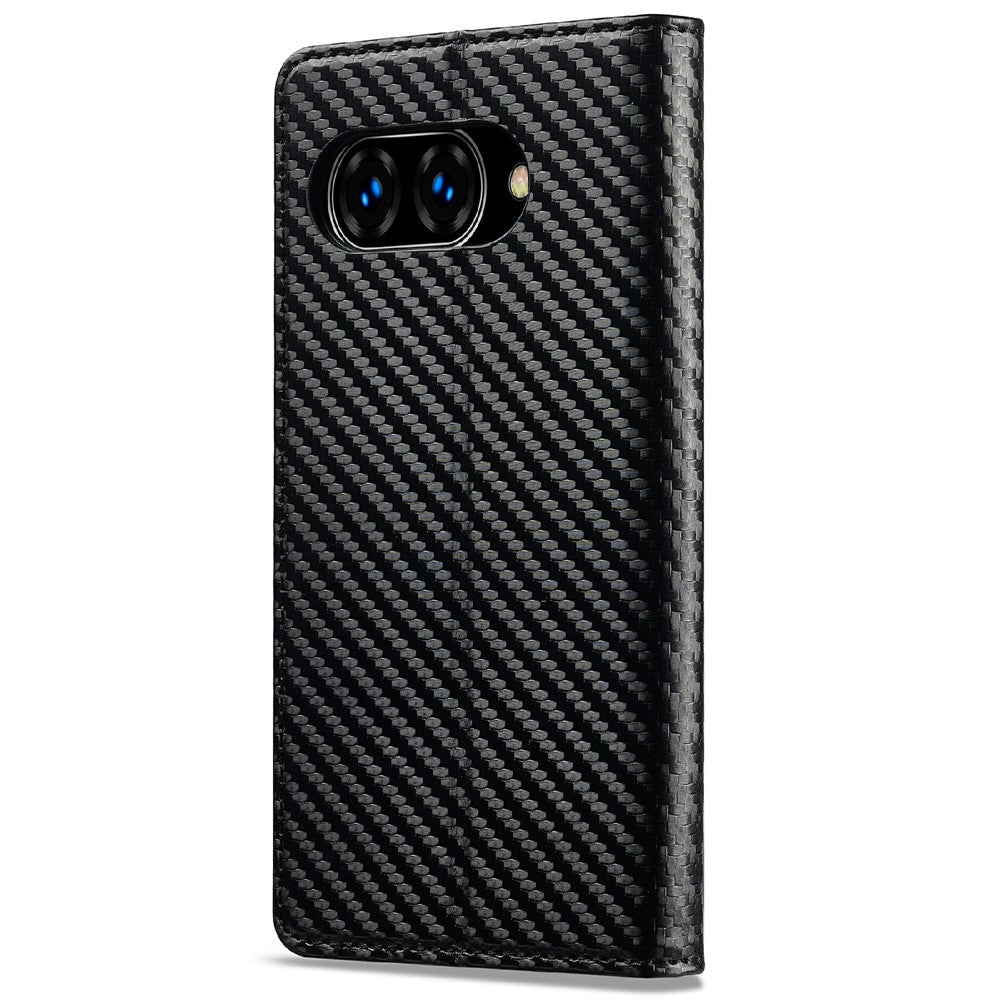 LC.IMEEKE Handy Tasche für Google Pixel 9a Carbon Wallet Stripe Hülle Etui Case