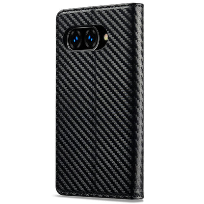 LC.IMEEKE Handy Tasche für Google Pixel 9a Carbon Wallet Stripe Hülle Etui Case