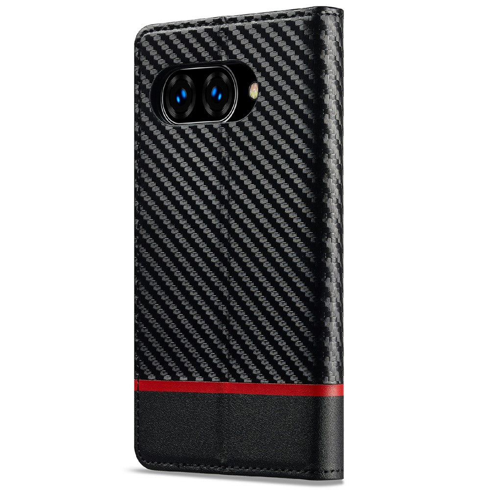 LC.IMEEKE Handy Tasche für Google Pixel 9a Carbon Wallet Stripe Hülle Etui Case