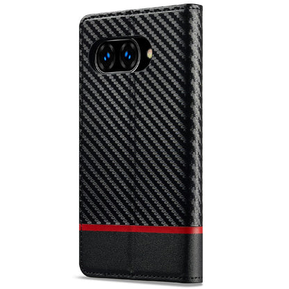 LC.IMEEKE Handy Tasche für Google Pixel 9a Carbon Wallet Stripe Hülle Etui Case