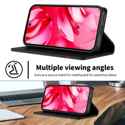 LC.IMEEKE Handy Tasche für Google Pixel 9a Carbon Wallet Stripe Hülle Etui Case
