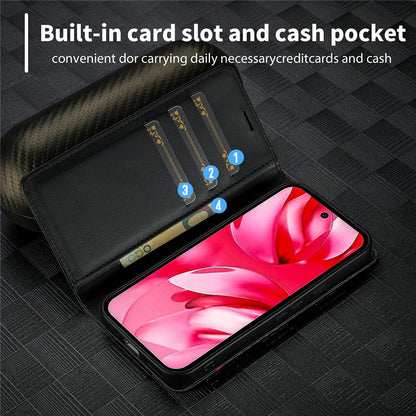 LC.IMEEKE Handy Tasche für Google Pixel 9a Carbon Wallet Stripe Hülle Etui Case