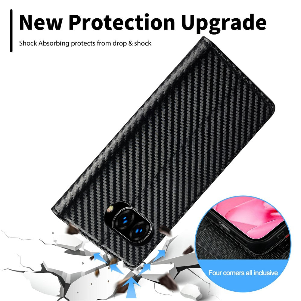 LC.IMEEKE Handy Tasche für Google Pixel 9a Carbon Wallet Stripe Hülle Etui Case