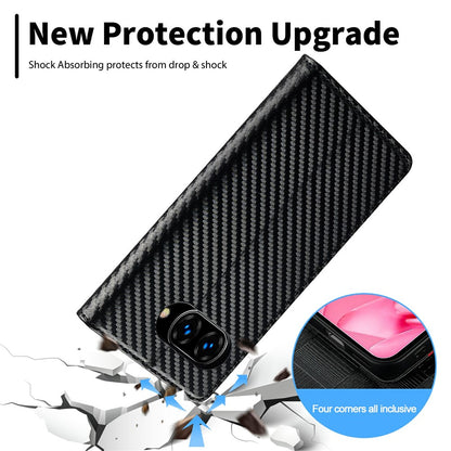 LC.IMEEKE Handy Tasche für Google Pixel 9a Carbon Wallet Stripe Hülle Etui Case