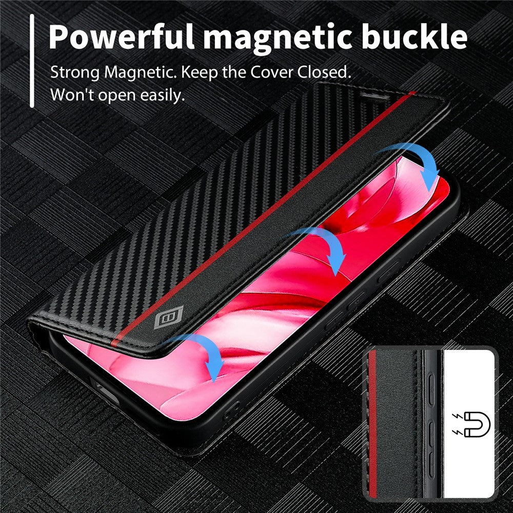 LC.IMEEKE Handy Tasche für Google Pixel 9a Carbon Wallet Stripe Hülle Etui Case