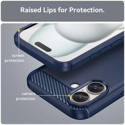 TPU Hülle für Apple iPhone 16 Carbon Fiber Skin Brushed Schutzcover Soft Case