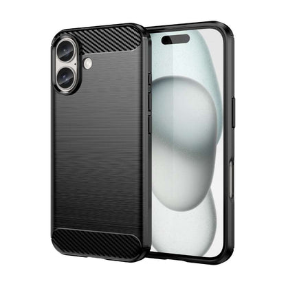 TPU Hülle für Apple iPhone 16 Carbon Fiber Skin Brushed Schutzcover Soft Case