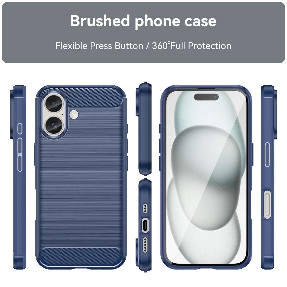 TPU Hülle für Apple iPhone 16 Carbon Fiber Skin Brushed Schutzcover Soft Case