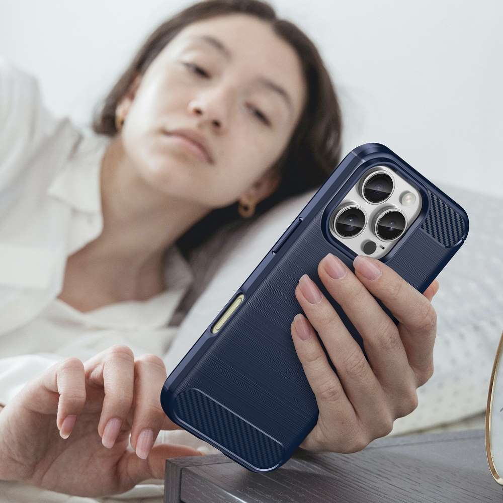 TPU Hülle für Apple iPhone 16 PRO Carbon Fiber Skin Brushed Schutzcover Case