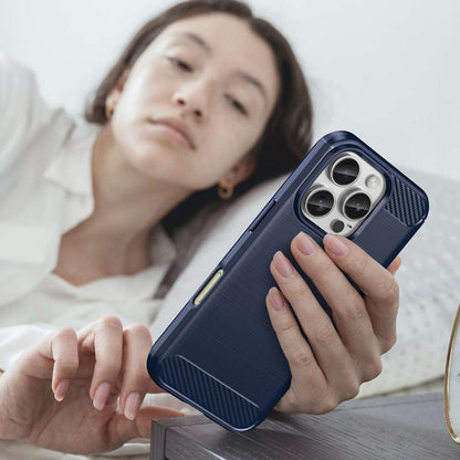 TPU Hülle für Apple iPhone 16 PRO Carbon Fiber Skin Brushed Schutzcover Case