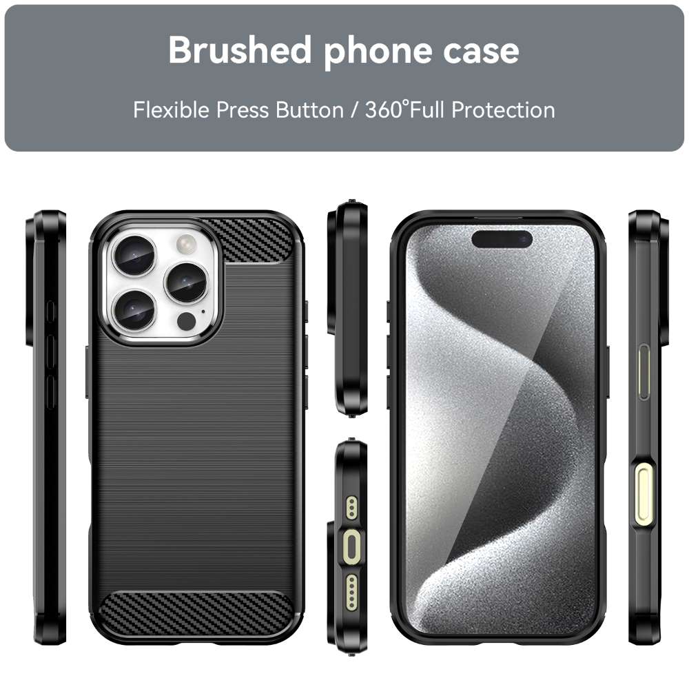 TPU Hülle für Apple iPhone 16 PRO Carbon Fiber Skin Brushed Schutzcover Case