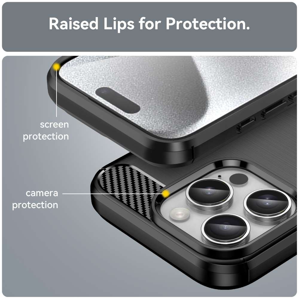 TPU Hülle für Apple iPhone 16 PRO Carbon Fiber Skin Brushed Schutzcover Case