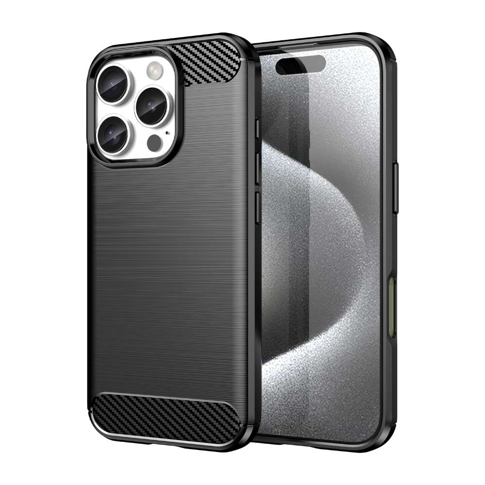 TPU Hülle für Apple iPhone 16 PRO Carbon Fiber Skin Brushed Schutzcover Case