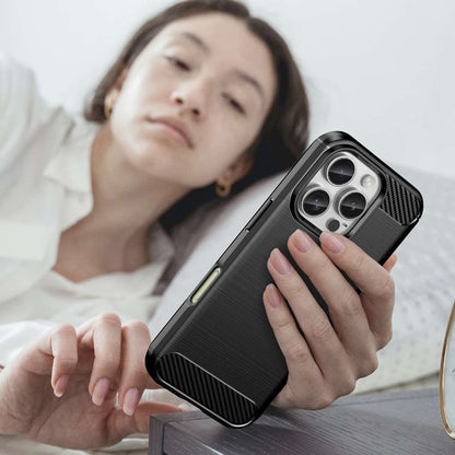 TPU Hülle für Apple iPhone 16 PRO Carbon Fiber Skin Brushed Schutzcover Case