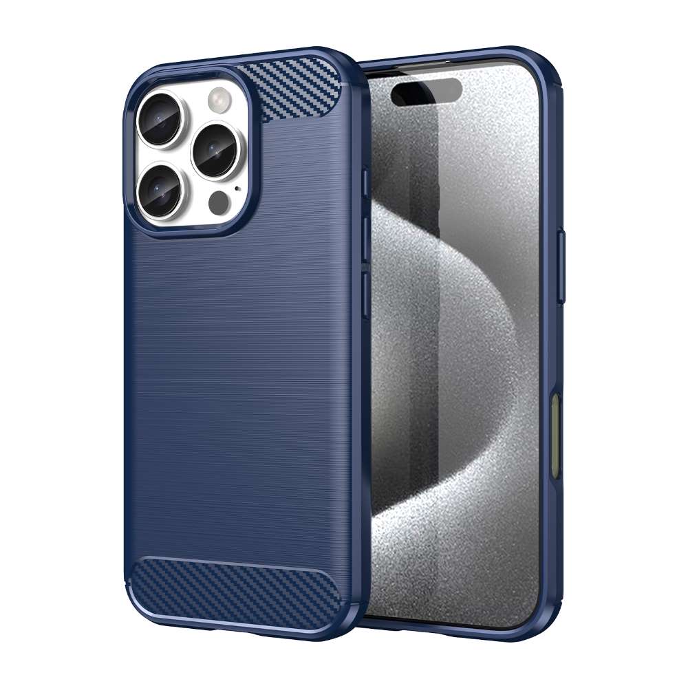 TPU Hülle für Apple iPhone 16 PRO Carbon Fiber Skin Brushed Schutzcover Case