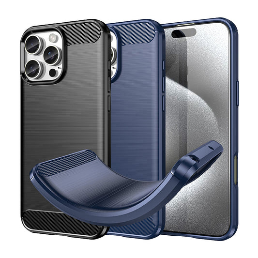 TPU Hülle für Apple iPhone 16 PRO MAX Carbon Fiber Skin Brushed Schutzcover Case
