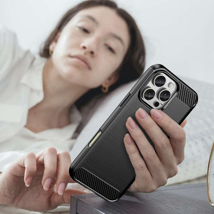 TPU Hülle für Apple iPhone 16 PRO MAX Carbon Fiber Skin Brushed Schutzcover Case