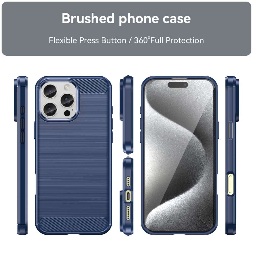 TPU Hülle für Apple iPhone 16 PRO MAX Carbon Fiber Skin Brushed Schutzcover Case