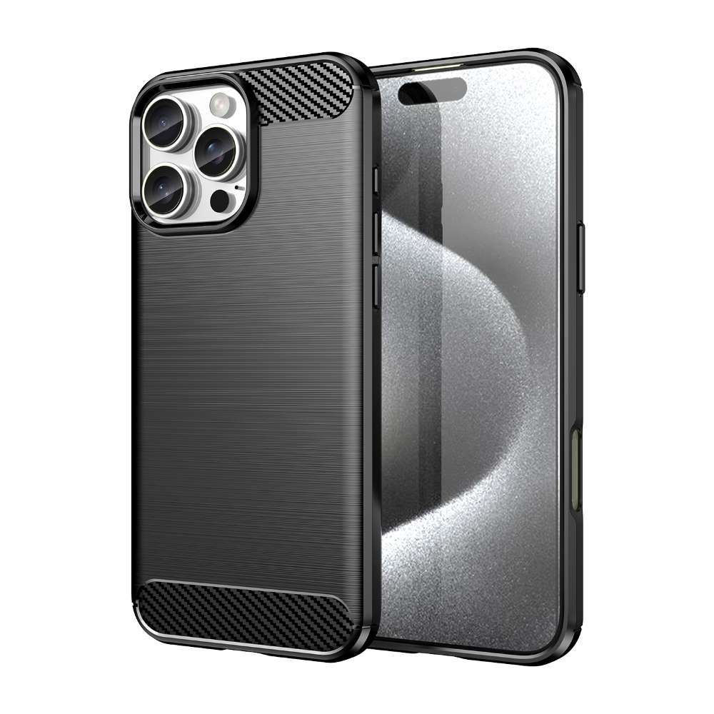 TPU Hülle für Apple iPhone 16 PRO MAX Carbon Fiber Skin Brushed Schutzcover Case