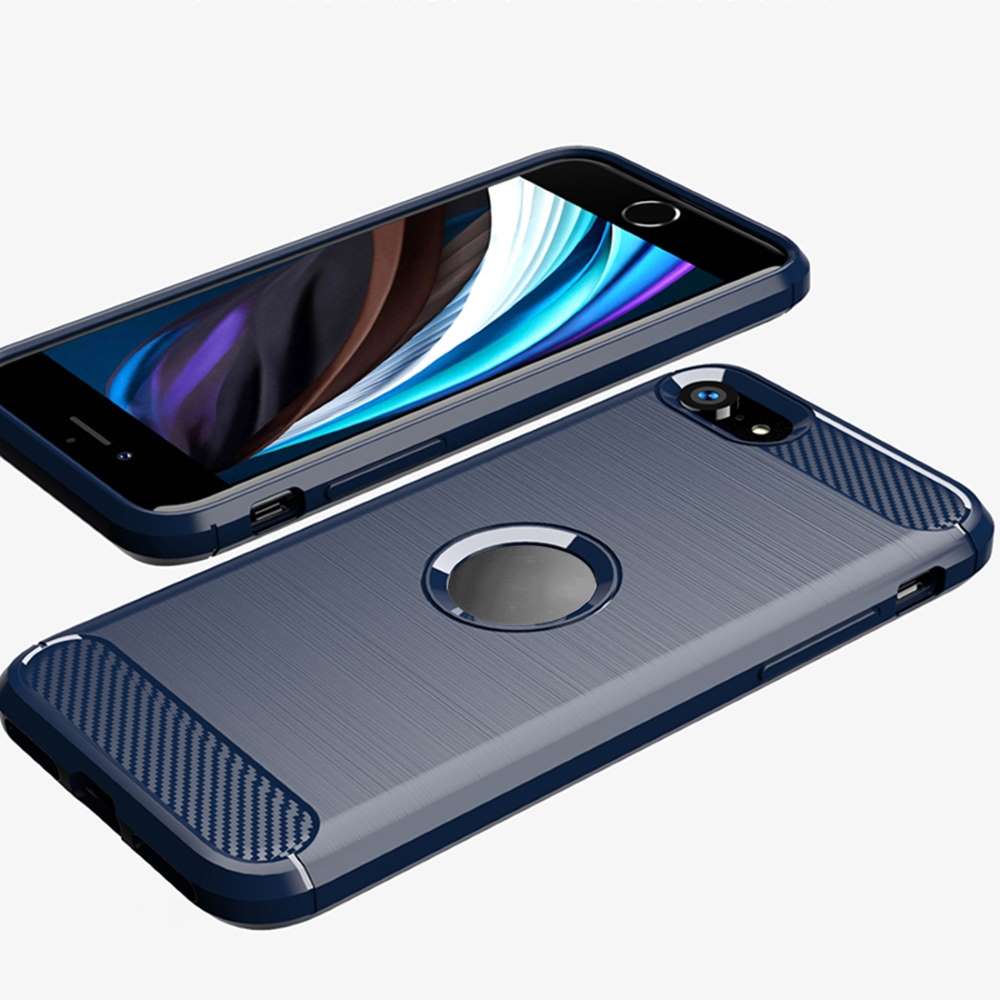 TPU Hülle für Apple iPhone SE 2020 2022 Carbon Fiber Skin Brushed Schutzcover