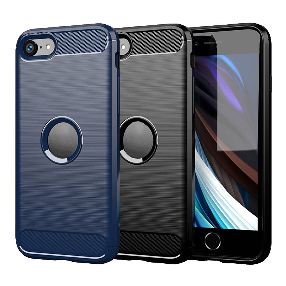 TPU Hülle für Apple iPhone SE 2020 2022 Carbon Fiber Skin Brushed Schutzcover