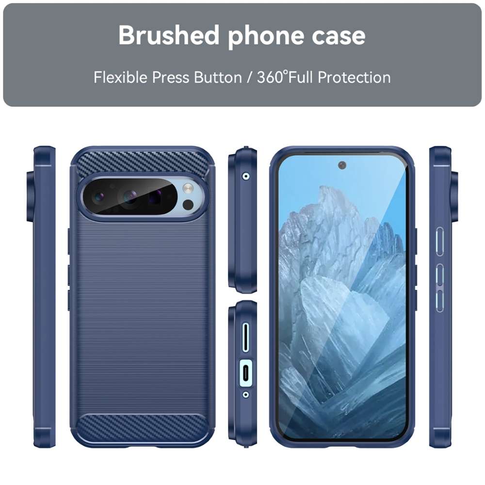 TPU Hülle für Google Pixel 9 9 PRO Carbon Fiber Skin Brushed Schutzcover Case