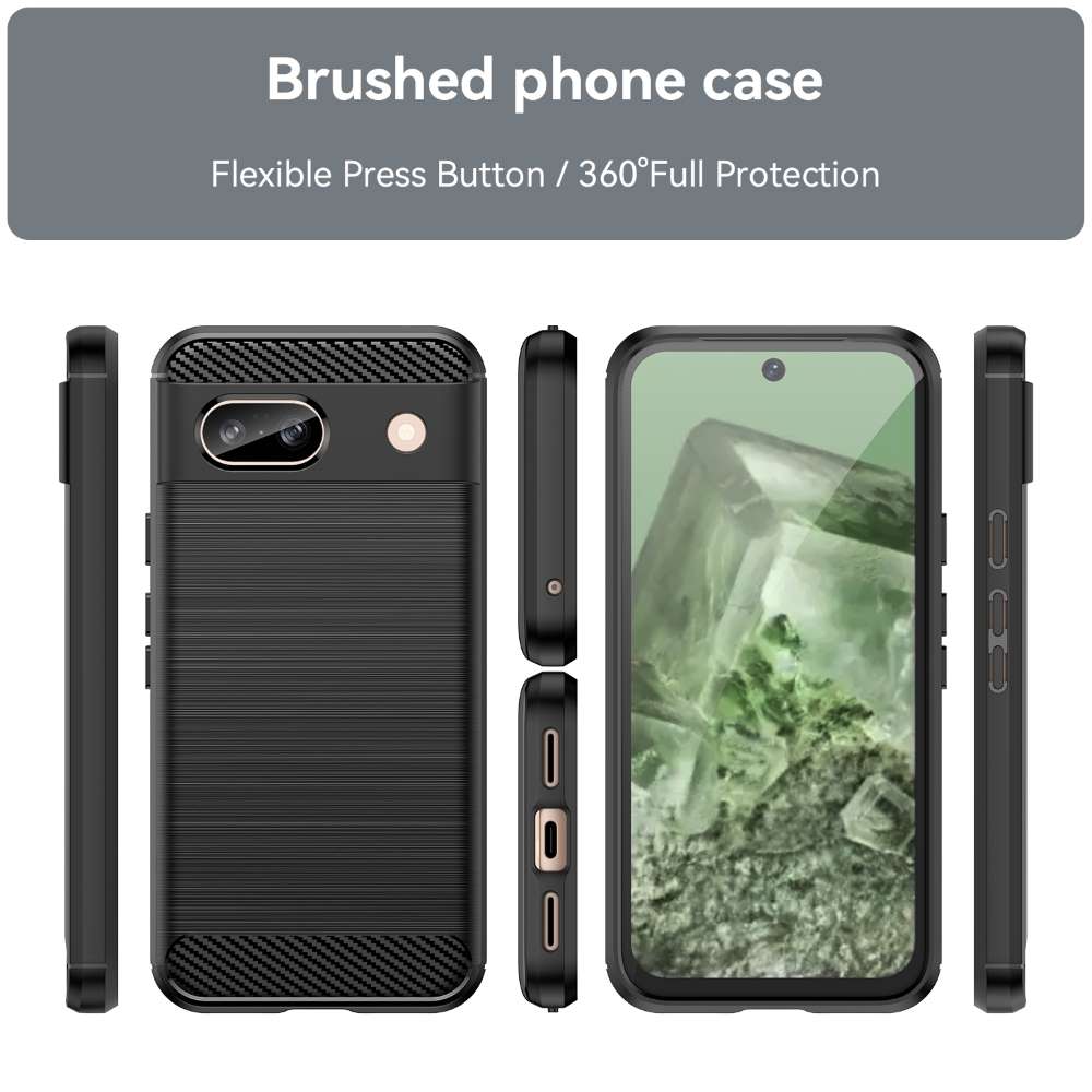 TPU Hülle für Google Pixel 8a Carbon Fiber Skin Brushed Schutzcover Soft Case