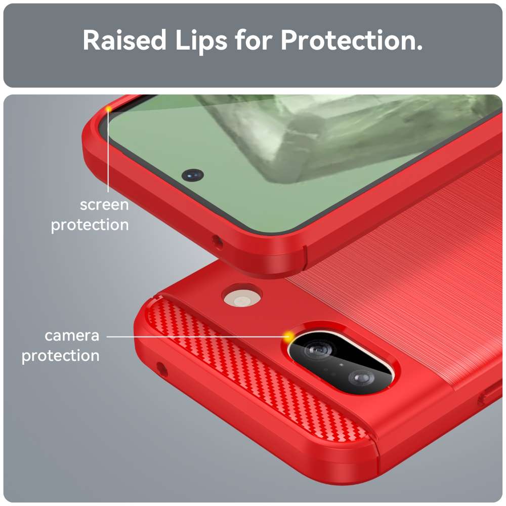 TPU Hülle für Google Pixel 8a Carbon Fiber Skin Brushed Schutzcover Soft Case