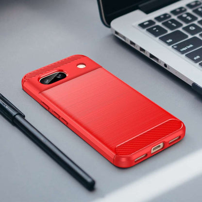 TPU Hülle für Google Pixel 8a Carbon Fiber Skin Brushed Schutzcover Soft Case