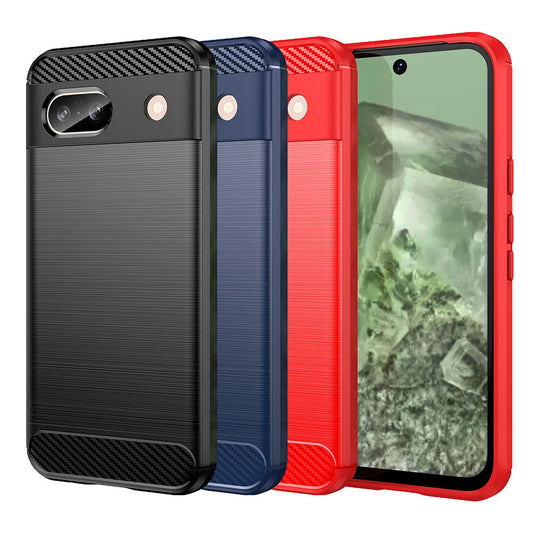 TPU Hülle für Google Pixel 8a Carbon Fiber Skin Brushed Schutzcover Soft Case