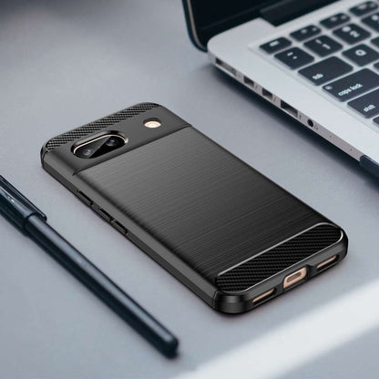 TPU Hülle für Google Pixel 8a Carbon Fiber Skin Brushed Schutzcover Soft Case