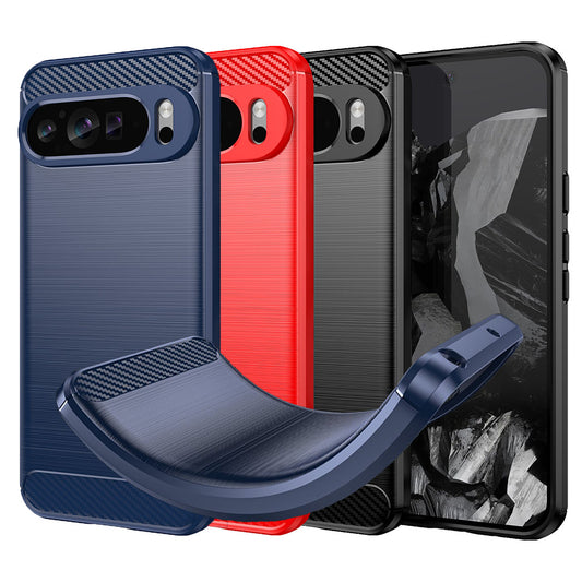 TPU Hülle für Google Pixel 9 PRO XL Carbon Fiber Skin Brushed Schutzcover Case