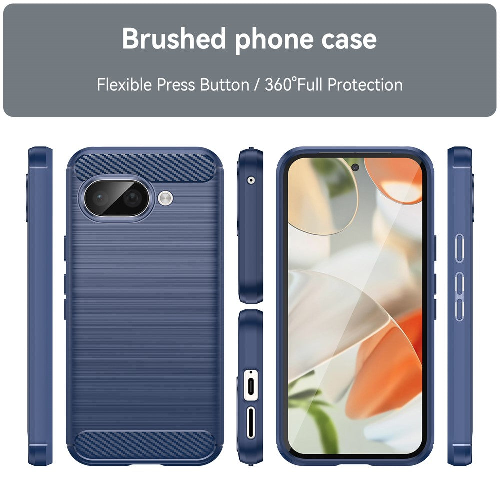 TPU Hülle für Google Pixel 9a Carbon Fiber Skin Brushed Schutzcover Soft Case