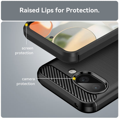 TPU Hülle für Google Pixel 9a Carbon Fiber Skin Brushed Schutzcover Soft Case
