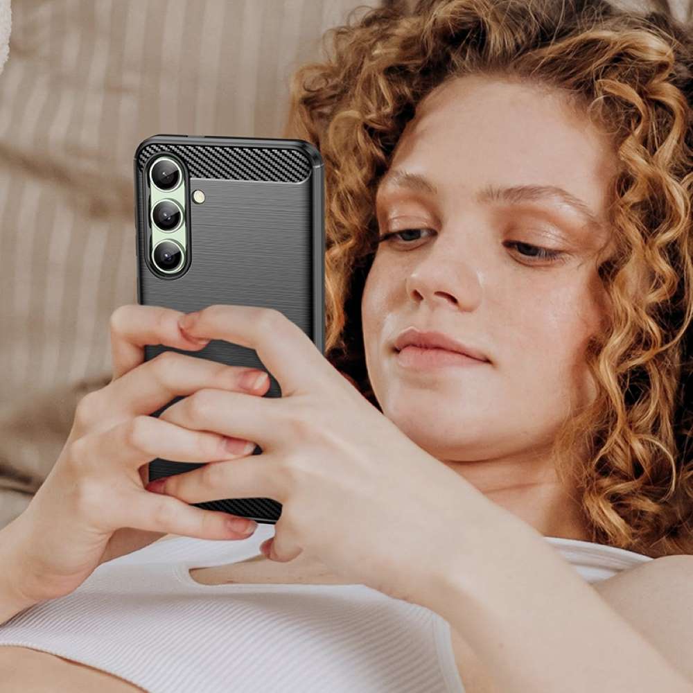 TPU Hülle für Samsung Galaxy S24 FE Carbon Fiber Skin Brushed Schutzcover Case
