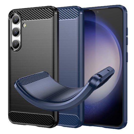 TPU Hülle für Samsung Galaxy S25 Carbon Fiber Skin Brushed Schutzcover Soft Case