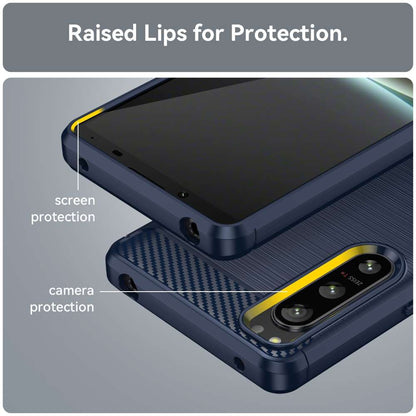 TPU Hülle für Sony Xperia 5 IV Carbon Fiber Skin Brushed Schutzcover Soft Case