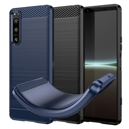 TPU Hülle für Sony Xperia 5 IV Carbon Fiber Skin Brushed Schutzcover Soft Case