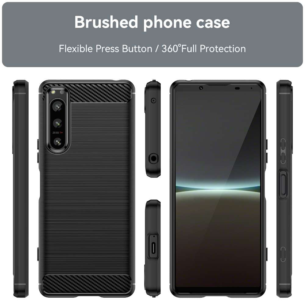 TPU Hülle für Sony Xperia 5 IV Carbon Fiber Skin Brushed Schutzcover Soft Case