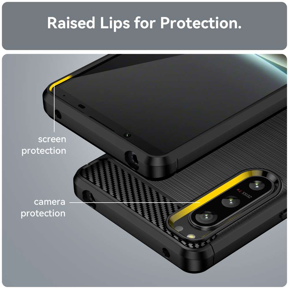TPU Hülle für Sony Xperia 5 IV Carbon Fiber Skin Brushed Schutzcover Soft Case