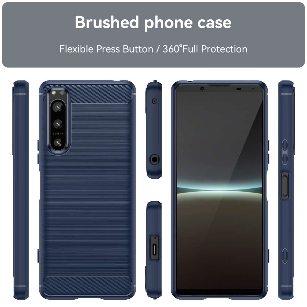 TPU Hülle für Sony Xperia 5 IV Carbon Fiber Skin Brushed Schutzcover Soft Case