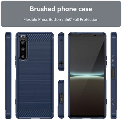 TPU Hülle für Sony Xperia 5 IV Carbon Fiber Skin Brushed Schutzcover Soft Case