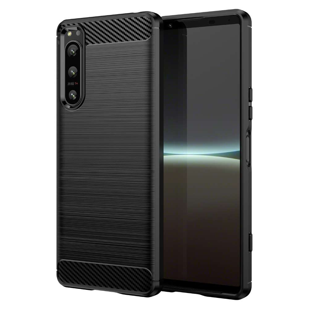 TPU Hülle für Sony Xperia 5 IV Carbon Fiber Skin Brushed Schutzcover Soft Case