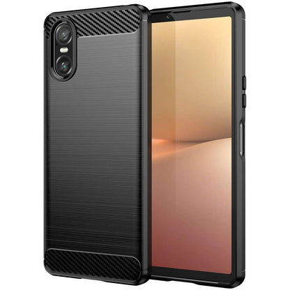 TPU Hülle für Sony Xperia 10 VI Carbon Fiber Skin Brushed Schutzcover Soft Case